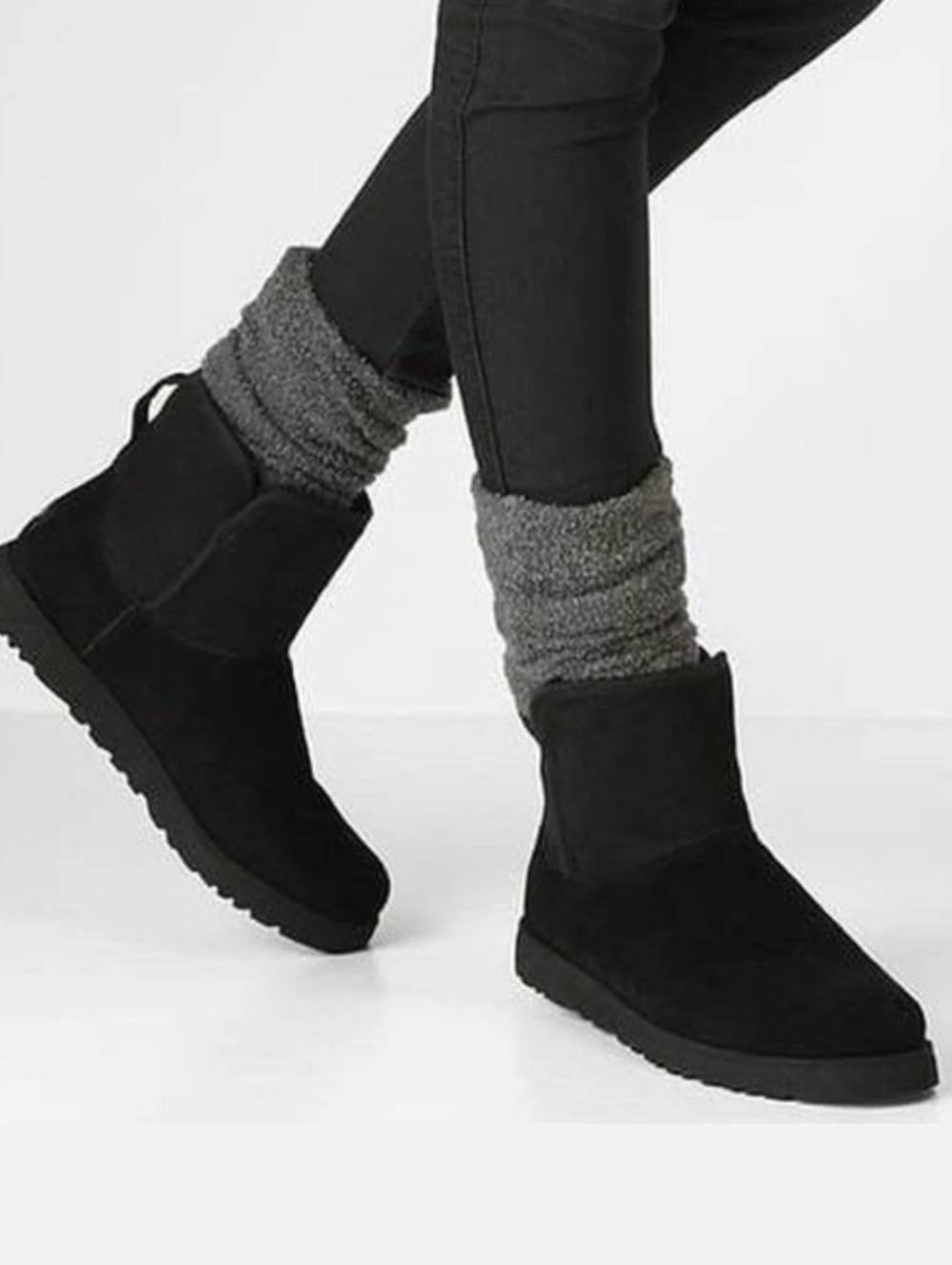 UGG Cory Boots Black Sheepskin Leather Mid-Calf Lined Booties Women's Size 6.5